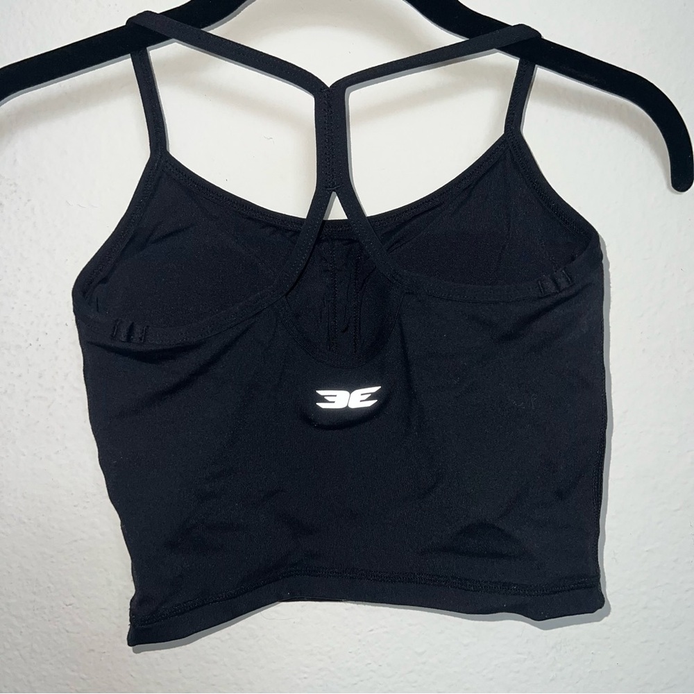 Black Cropped Workout Tank, XS - Picture 2 of 4